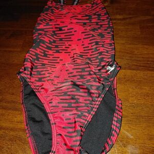 Speedo Red and Black One-Piece Swimsuit